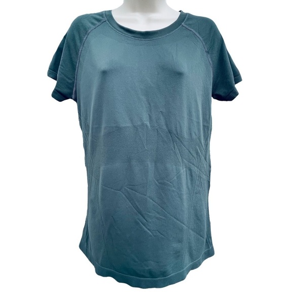 Athletic Top Short Sleeved Fitted Muscle Workout Grey Green like Run Swiftly - Picture 2 of 13